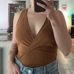 Camel V-Neck Bodysuit